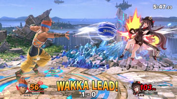 Ready-to-edit 3D platform fighting game screenshot image prompt.
