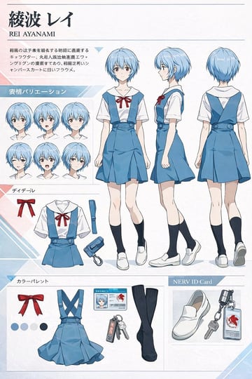 Ready-to-edit anime character reference sheet image prompt.