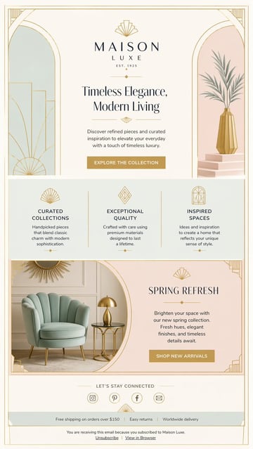 Ready-to-edit luxury promotional email newsletter layout image prompt.