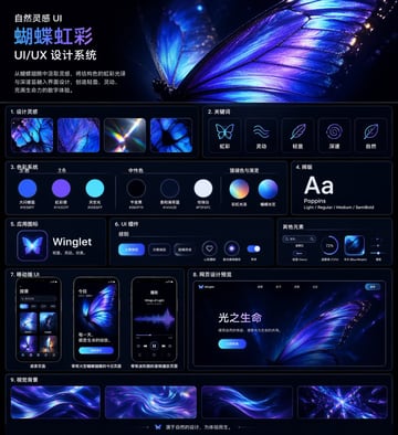 Ready-to-edit UI/UX design system showcase board image prompt.