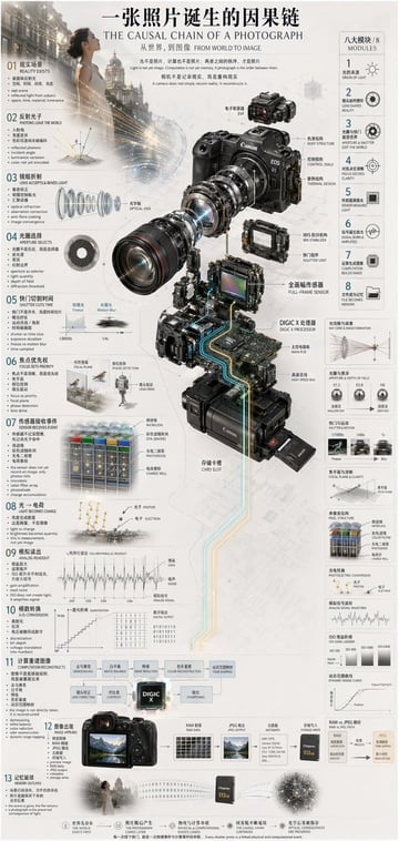 Generates a highly detailed, multi-step technical infographic featuring an exploded view diagram of a complex device.