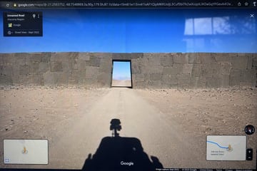 Ready-to-edit photograph of a computer monitor displaying a Google Maps Street View interface image prompt.