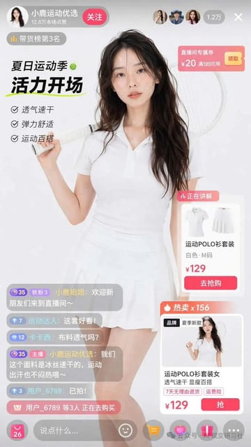 Ready-to-edit e-commerce live stream interface mockup image prompt.