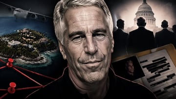 为真实犯罪或阴谋论视频生成具有戏剧性的拼贴风格 YouTube 缩略图，包含中心人物肖像和主题背景元素。